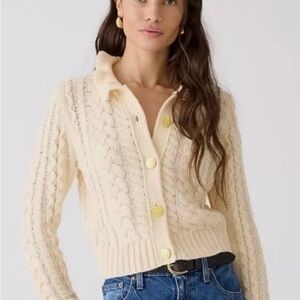 J. Crew Cream Cable Knit Cardigan